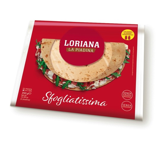 Ploščati kruhek, Piadina s svinjsko mastjo, Loriana, 350 g, 3/1