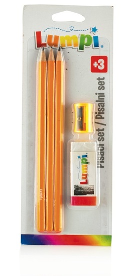 Pisalni set Lumpi: svinčnik + radirka + šilček