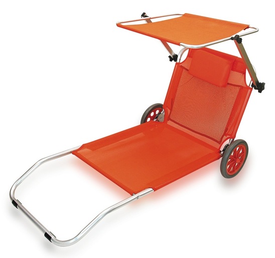 Ležalnik s senčnikom na koleščkih, Ricomax, 150 x 52 x 62 cm