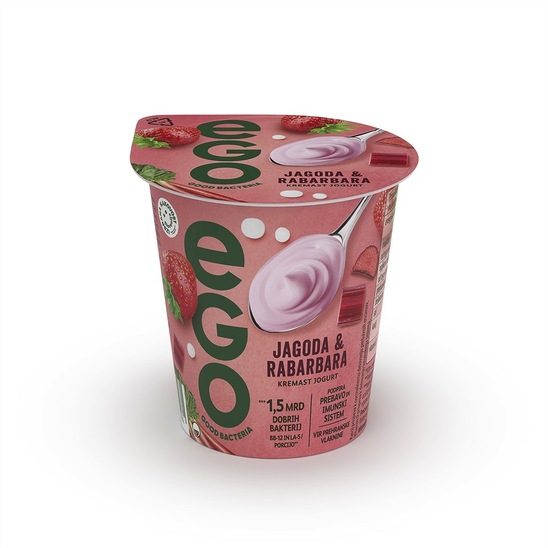 Jogurt, jagoda in rabarbara, Ego, 150 g