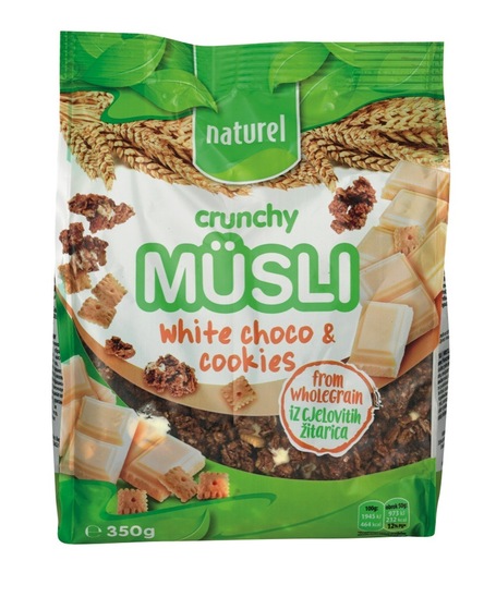 Hrustljavi muesli bela čokolada in piškot, Naturel, 350 g