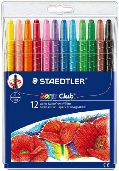 Voščene barvice z vrtljivim mehanizmom Staedtler Noris Club, 12 barvic