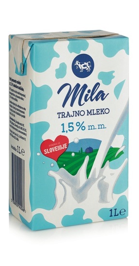 Mleko, 1,5 % m.m. Mila, 1 l