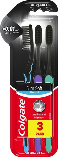 Ščetka zobna Colgate Slim Soft Charcoal 3-pack