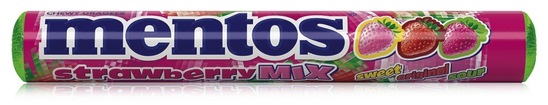 Bonboni Strawberry mix, Mentos, 37,5 g