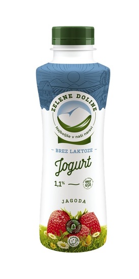 Sadni jogurt brez laktoze, 1,1 % m.m., Zelene Doline, 500 g