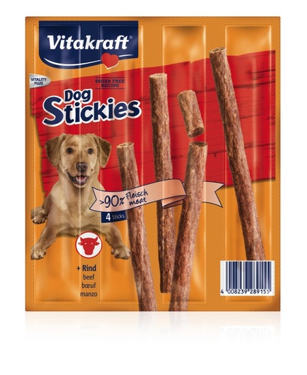 Prigrizek za pse Dog Stickies z govedino, Vitakraft, 4x11 g