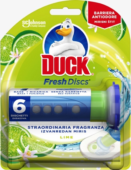 Wc osvežilec Fresh Discs Lime, nastavek + polnilo, Duck, 36 ml