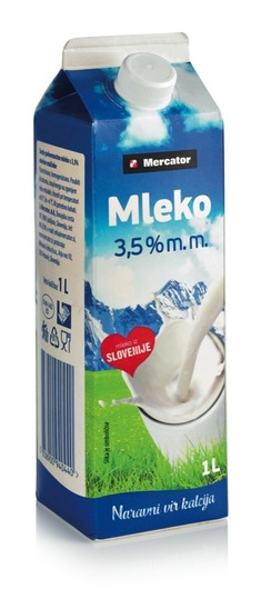 Sveže mleko, 3,5 % m.m., Mercator, 1 l