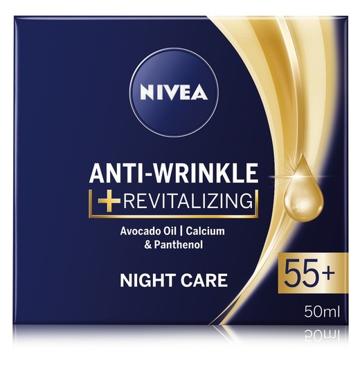 Nočna krema proti gubam Anti-Wrinkle 55+, Nivea, 50 ml