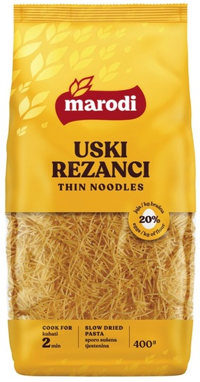 Ozki jajčni jušni rezanci, Marodi, 400 g