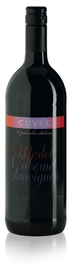 Cuvee merlot-cabernet sauvignon, kakovostno rdeče vino, Mercator, 1 l