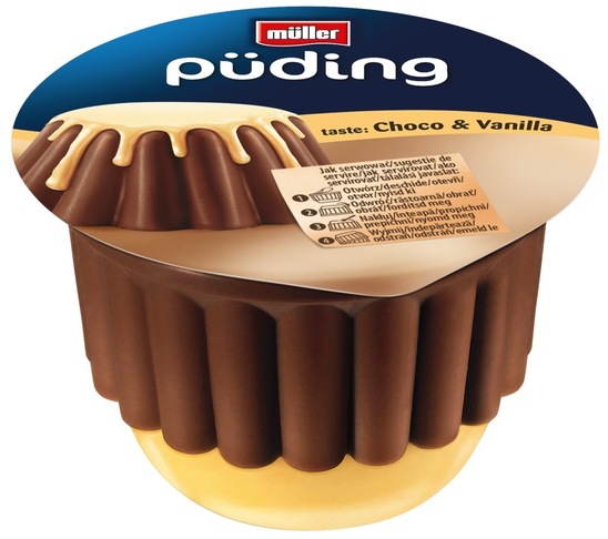 Puding, čokolada in vanilija, Muller, 450 g