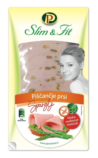 Narezek piščančje prsi Slim & Fit s šparglji, Perutnina Ptuj, pakirano, 100 g