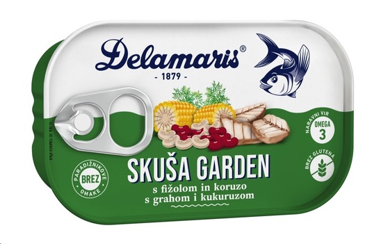 Skuša s fižolom in koruzo Garden, Delamaris, 125 g