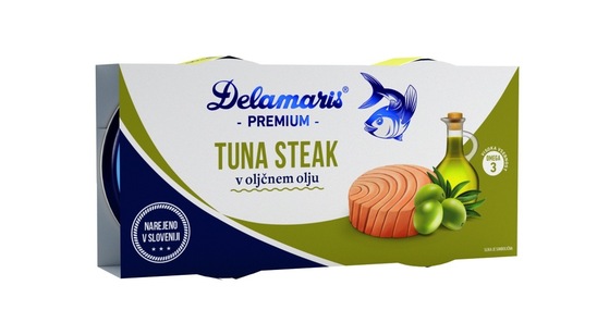 Tuna steak v oljčnem olju, Premium Delamaris, 2 x 80 g
