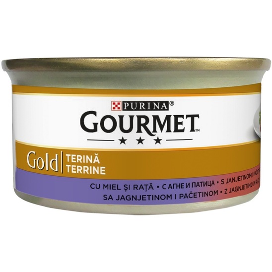 Hrana za mačke Gourmet Gold z jagnjetino in raco, Purina, 85 g