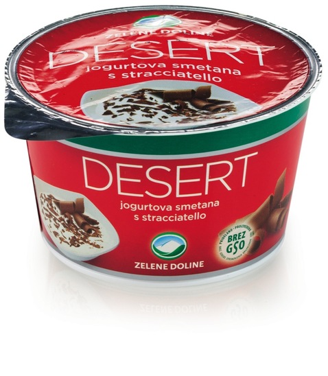 Mlečni desert jogurtova smetana s stracciatello, Zelene Doline, 150 g