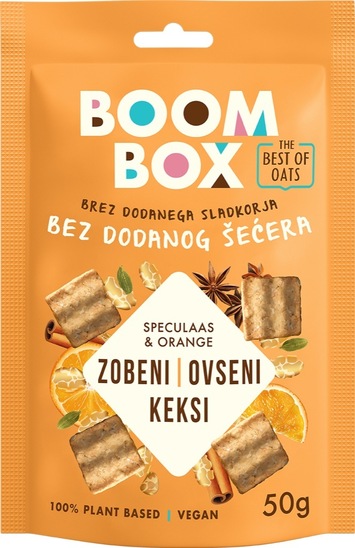 Ovseni keksi, speculaas in pomaranča, Boom Box, 50 g