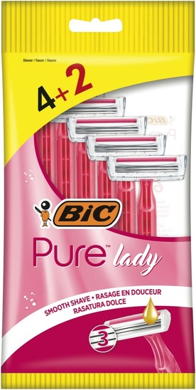 Ročni brivnik Pure 3 Pink, Bic, 4+2