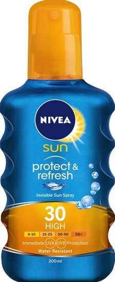 Zaščitni sprej za sončenje, Protect & Refresh Invisible, SPF 30, Nivea Sun, 200 ml