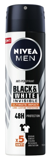 Deodorant Invisible for Black & White Ultimate impact sprej, Nivea Men, 150 ml