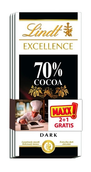Čokolada Lindt excelence 70% 100g MAXX 2+1