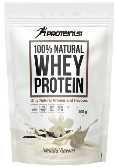 Proteini 100 % Natural Whey, vanilija, Proteini.si, 400 g