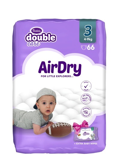 Plenice Violeta Duble Care Air Dry 3 Midi (4-9 kg), 66 kosov