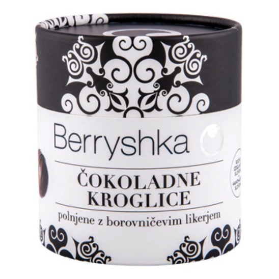 Čokoladne kroglice z borovničevim likerjem, Berryshka, 160 g