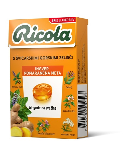 Bonboni, ingver in pomarančna meta, Ricola, 50 g