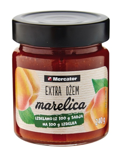 Extra marelični džem, 100 % sadni delež, Mercator, 240 g