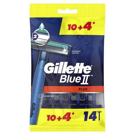 Brivnik Blue II Plus, Gillette, 10 + 4 kosov, za enkratno uporabo