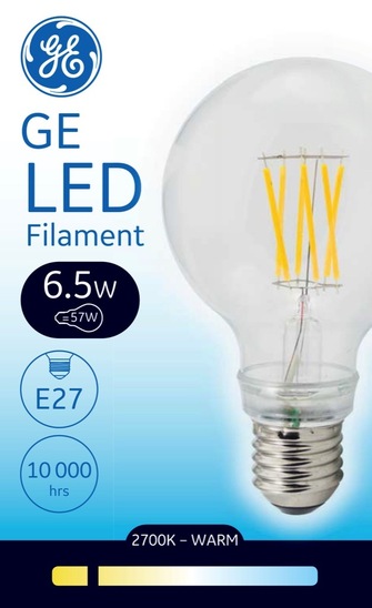 Led žarnica, Ge filament, 6,5W globe E27