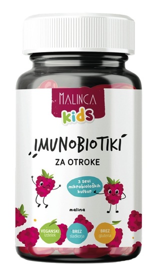 Imunobiotiki za otroke, gumjasti bonboni, Malinca, 75 g, 30/1