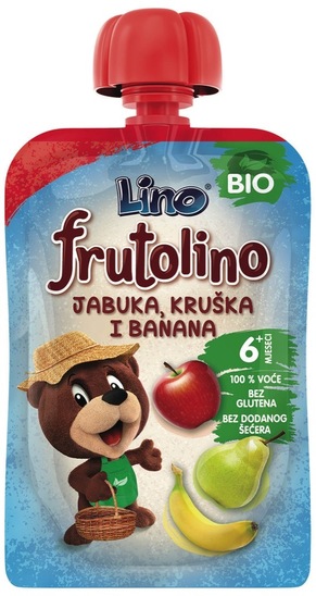 Bio kaša Frutolino, jabolko, hruška in banana, Lino, 100 g