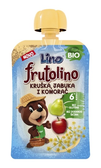 Bio kaša Frutolino, hruška, jabolko in koromač, Lino, 100 g