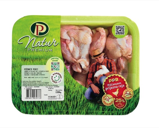 Rezane piščančje peruti Natur Premium, 500 g, IK