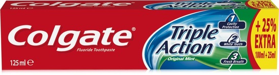 Zobna pasta Triple Action, Colgate, 100 ml + 25 ml