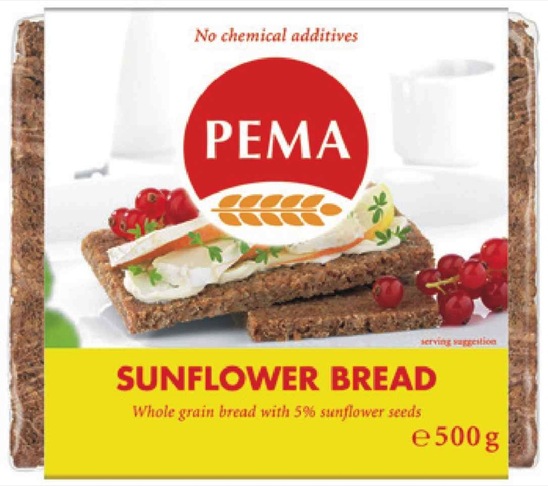 Rženi polnozrnati kruh s sončničnimi semeni, Pema, 500 g