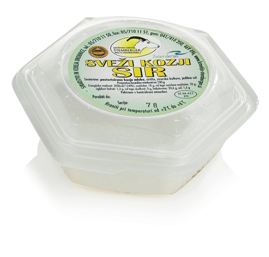 Sveži kozji sir, 21 % m. m., Štemberger, pakirano