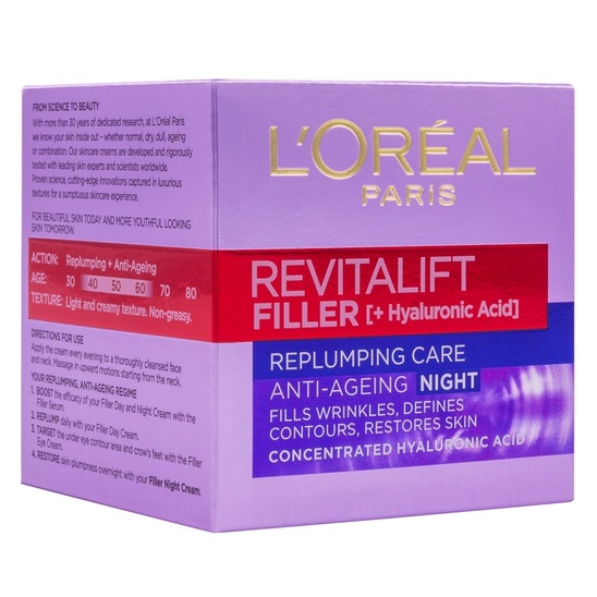 Nočna krema za obraz Revitalift Filler, Loreal, 50 ml