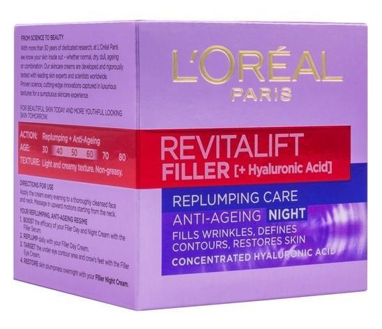 Nočna krema za obraz Revitalift Filler, Loreal, 50 ml