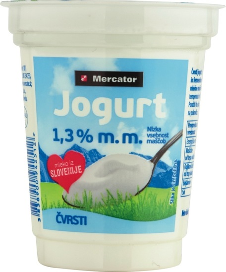 Čvrsti jogurt, 1,3 % m.m., Mercator, 180 g