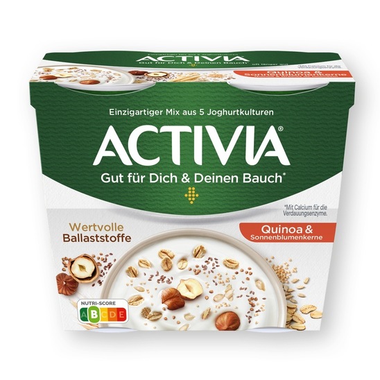 Jogurt, kvinoja in sončnična semena, Activia, 4 x 115 g