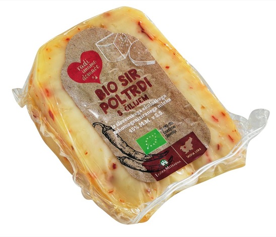 Bio poltrdi sir s čilijem, 45 % m.m., KGZ Škofja Loka, pakirano, 250 g