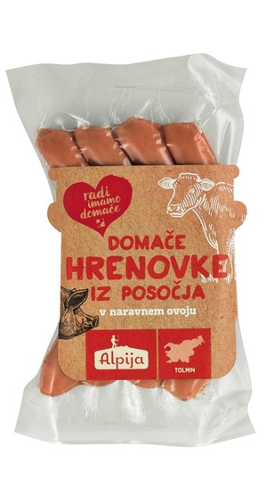 Domače hrenovke iz Posočja, pakirane, KZ Tolmin, 290 g