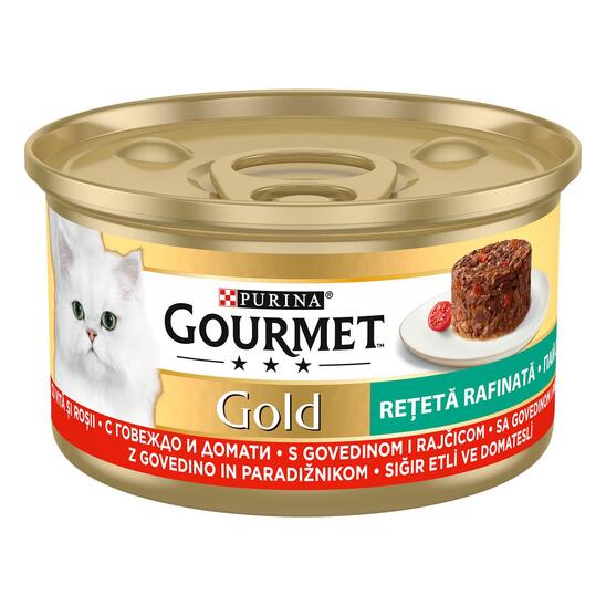 Hrana za mačke Gourmet Gold SC, govedina in paradižnik, Purina, 85 g