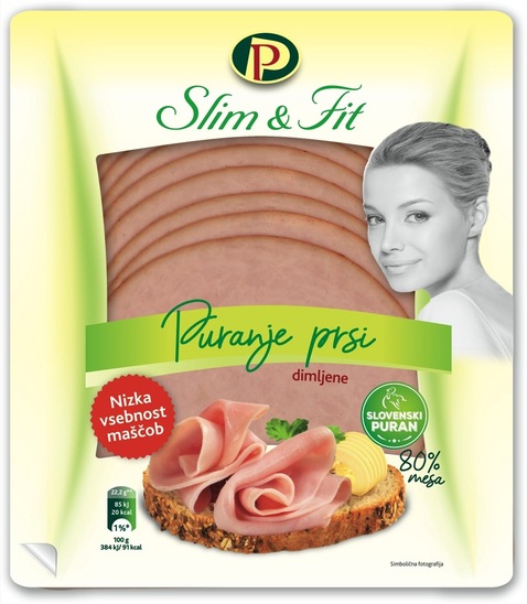 Dimljene puranje prsi Slim & Fit, Perutnina Ptuj, pakirano, 200 g