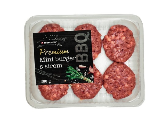 Mini burger s sirom Premium, Mercator, 300 g